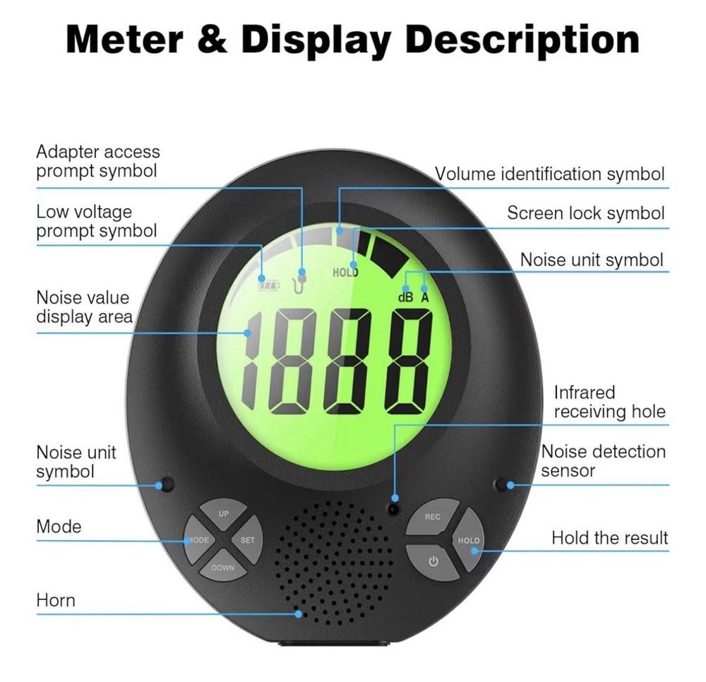 SWAREY Digital Decibel Meter with DIY Voice Warning & Remote Control