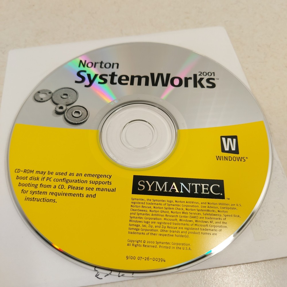 Norton System Works 2001 Symantec CD ONLY