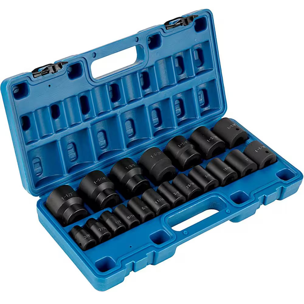 Impact Socket Set 1/2 Inches 19 Piece Impact Sockets, Standard Socket Assortment