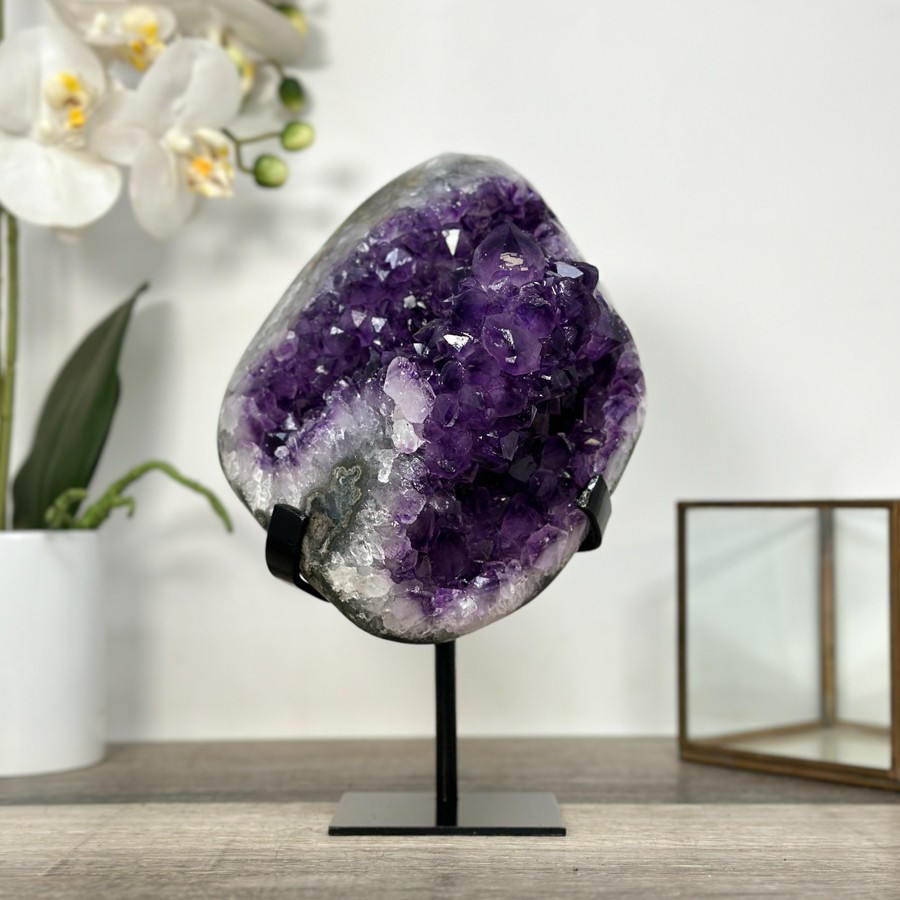 Amethyst Crystal Cluster Geode with Quartz Shell. MWS2636