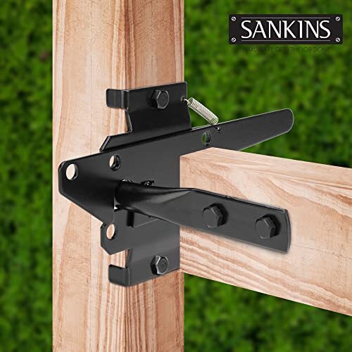 Self-Locking Gate Latch Heavy Duty for Wooden Fence, Post Mount Automatic