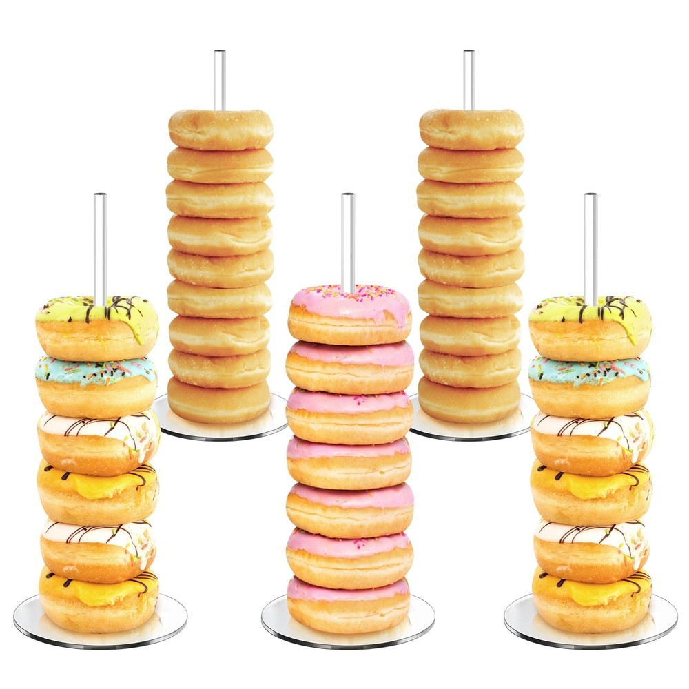 5 Pack Clear Acrylic Donut Stand Macaron Display Stands for Party Table