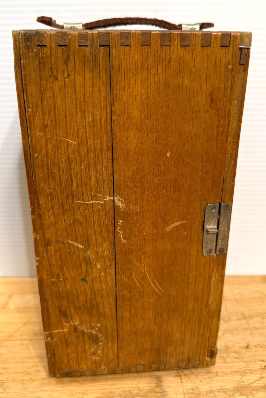 Vtg Microscope Wood Box Only!!! Tongue & Groove Corners Metal Latch Closure
