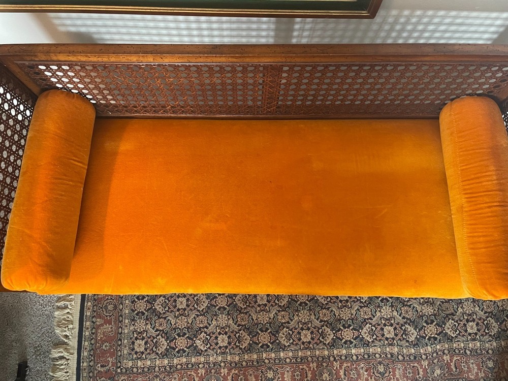 1950s Vintage Mid-Century Modern Cane Back Bench