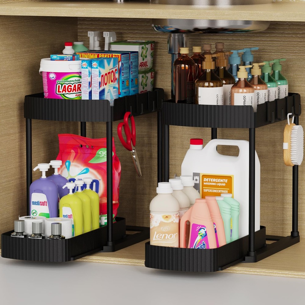 Ukeetap Multi-Purpose Pull-Out Storage Organizers, Under 12.8 Inch, Black