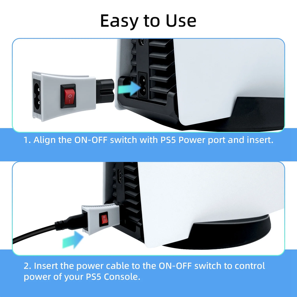 On/Off Power Switch Button Adapter for PS5/PS4/PS3/Xbox Series X Console - White