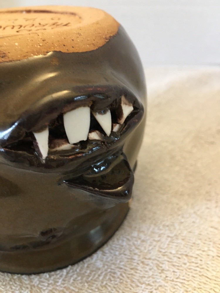 Face Pottery Decor Piece / Planter Artist Signed & Dated 2001