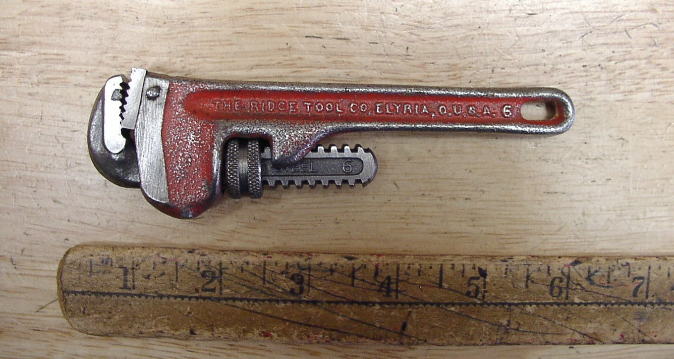 Vntg Ridgid Heavy Duty 6" Pipe Wrench,7/16" Jaws,1" Capacity,VGCm,L@@K! & READ!