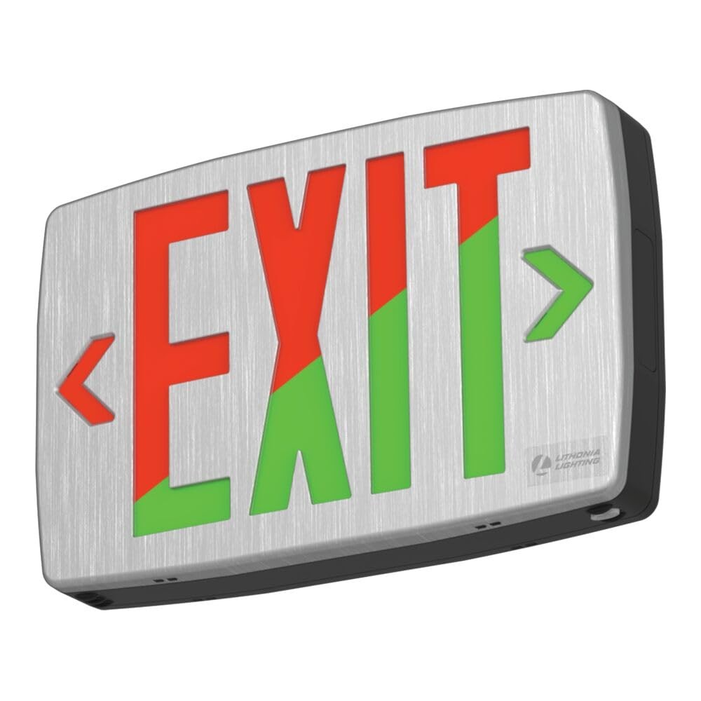 Quantum Exit Sign, Dual Sided Exit Sign, Selectable Red and Green Colors, Pop...