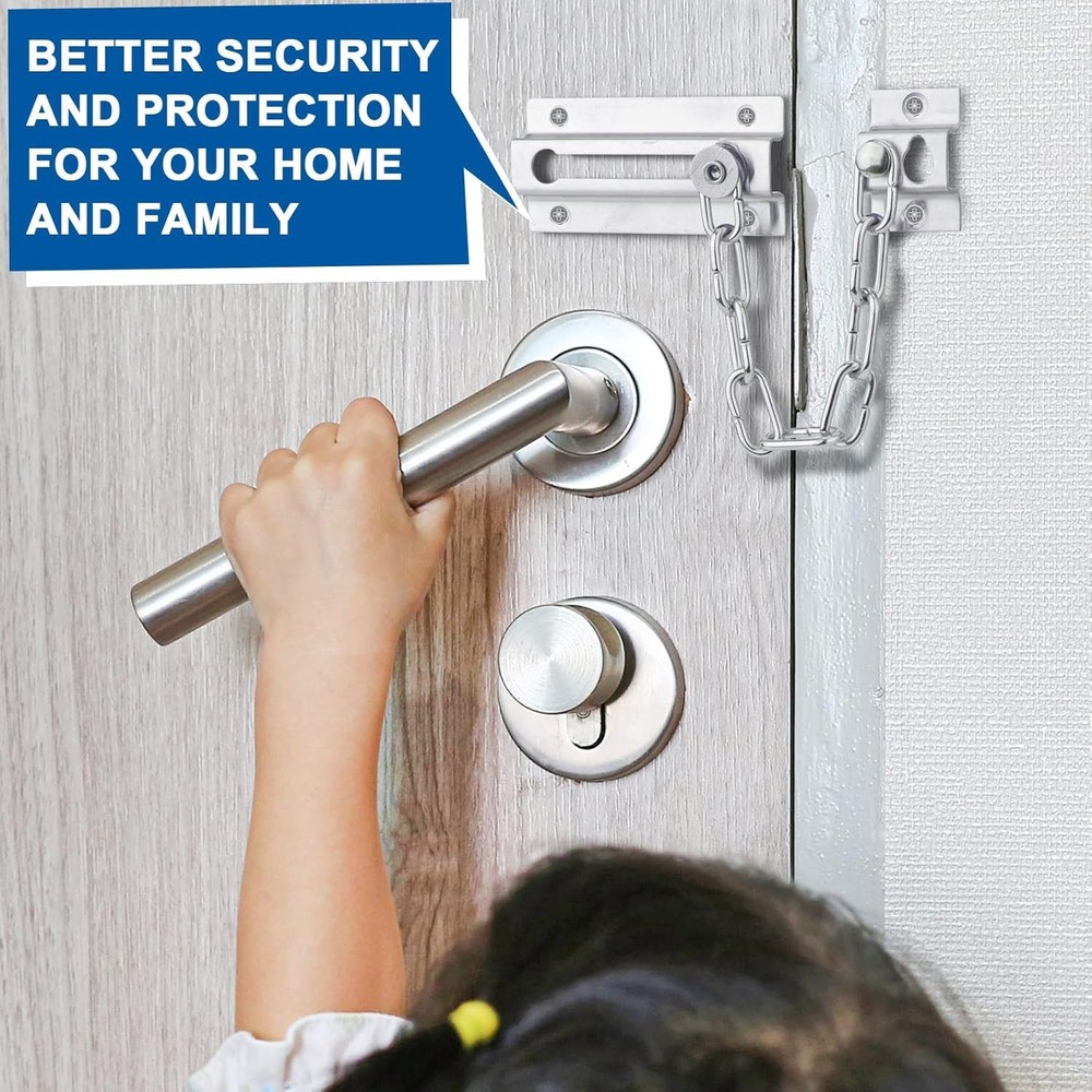 2 Pack Door Chain Lock, Premium Thickened Lock with 12 Silver - 2