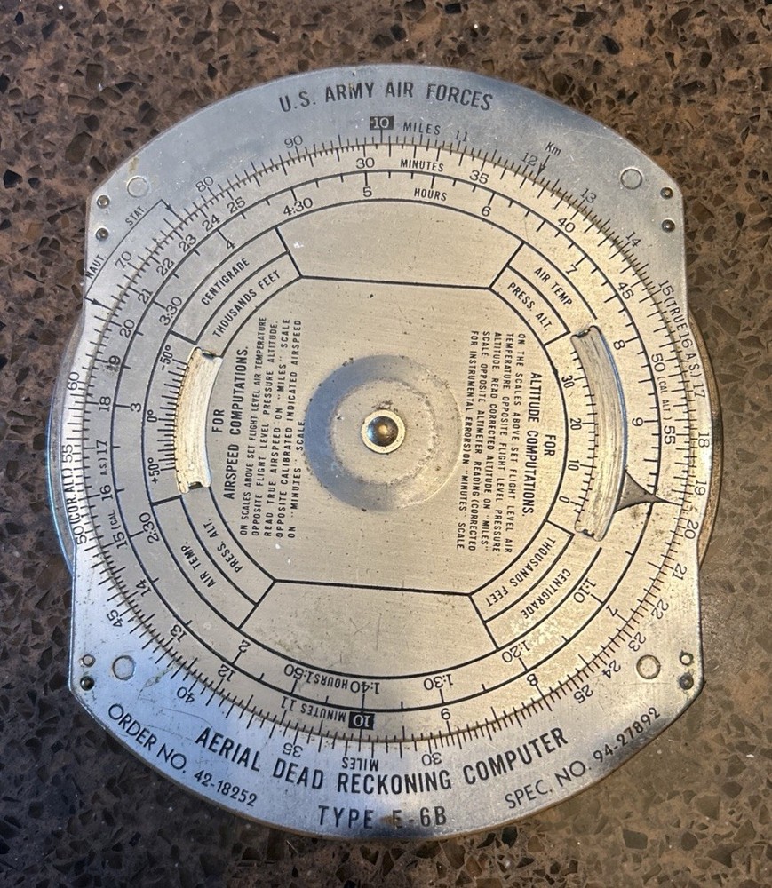 US Army Air Forces WWII Computer, Ariel, Dead Reckoning. Type  E-6B