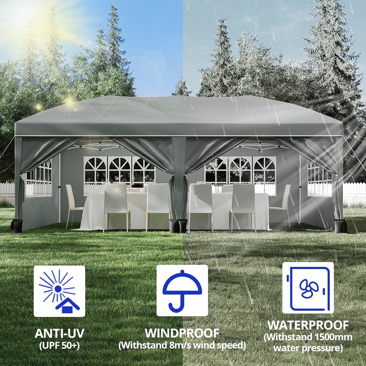 10x20ft Heavy Duty Pop Up Canopy Tent: Instant Shelter with Removable Sidewalls