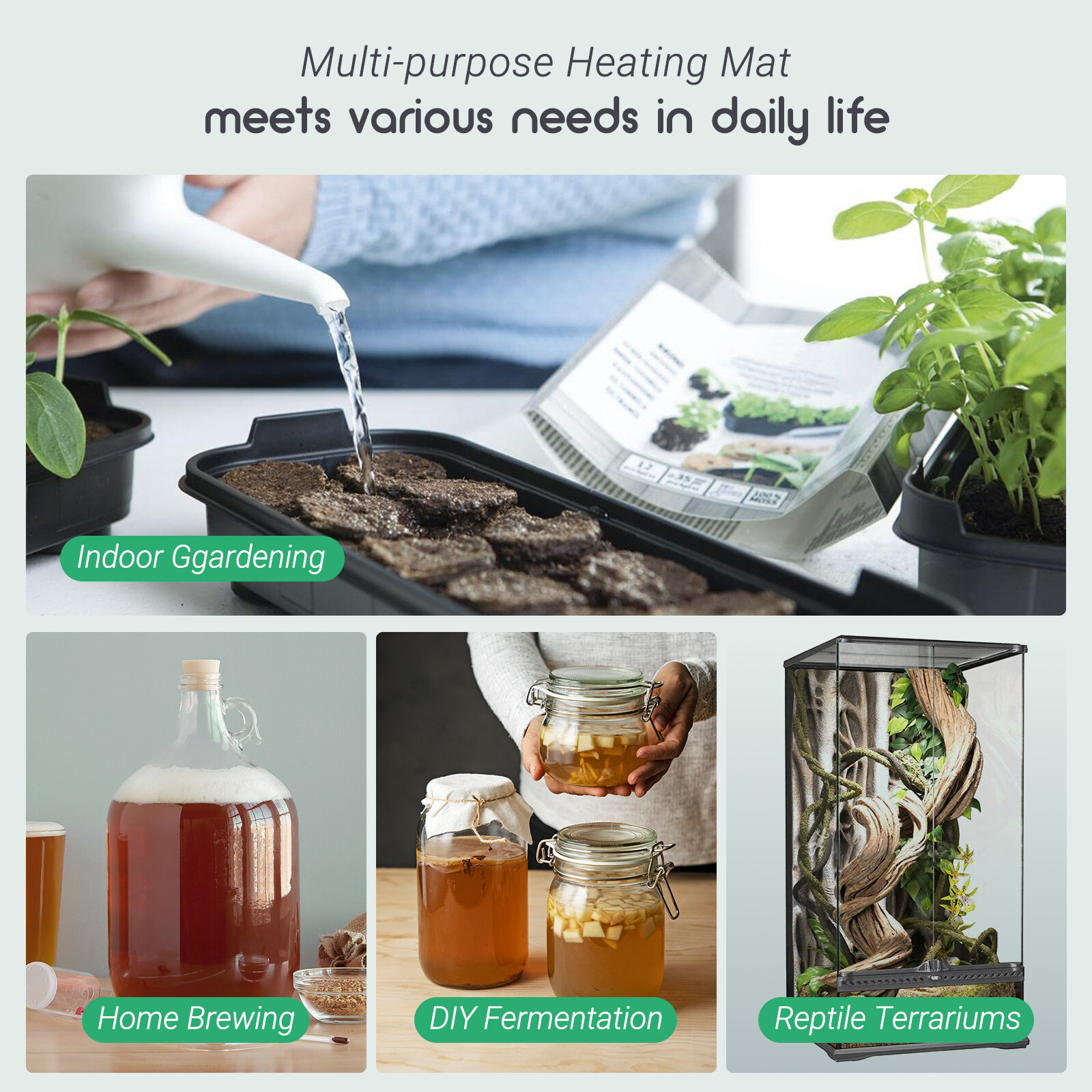 Adjustable Thermostat Seedling Heat Mat 2/4-Pack Hydroponics Germination Brewing