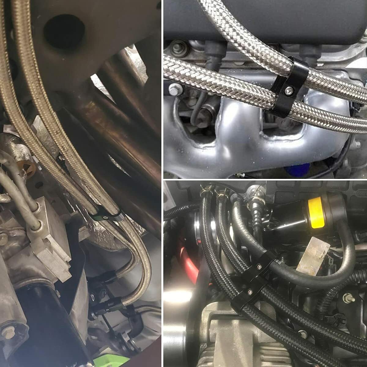 4Pcs Hose Separator Clamp Fitting Connector 6AN 8AN 10AN 12AN Oil Fuel Hose Line