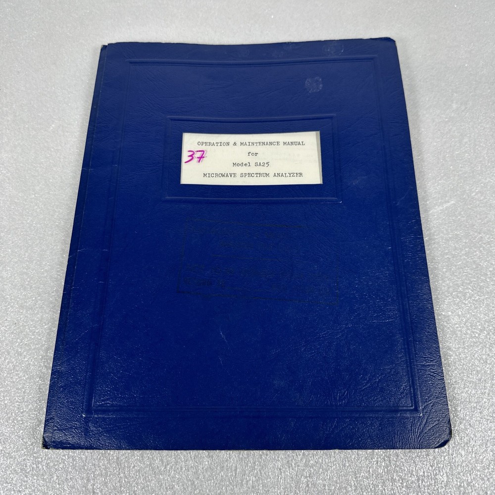Applied Dynamics Model SA25 Microwave Spectrum Analyzer Operation Manual