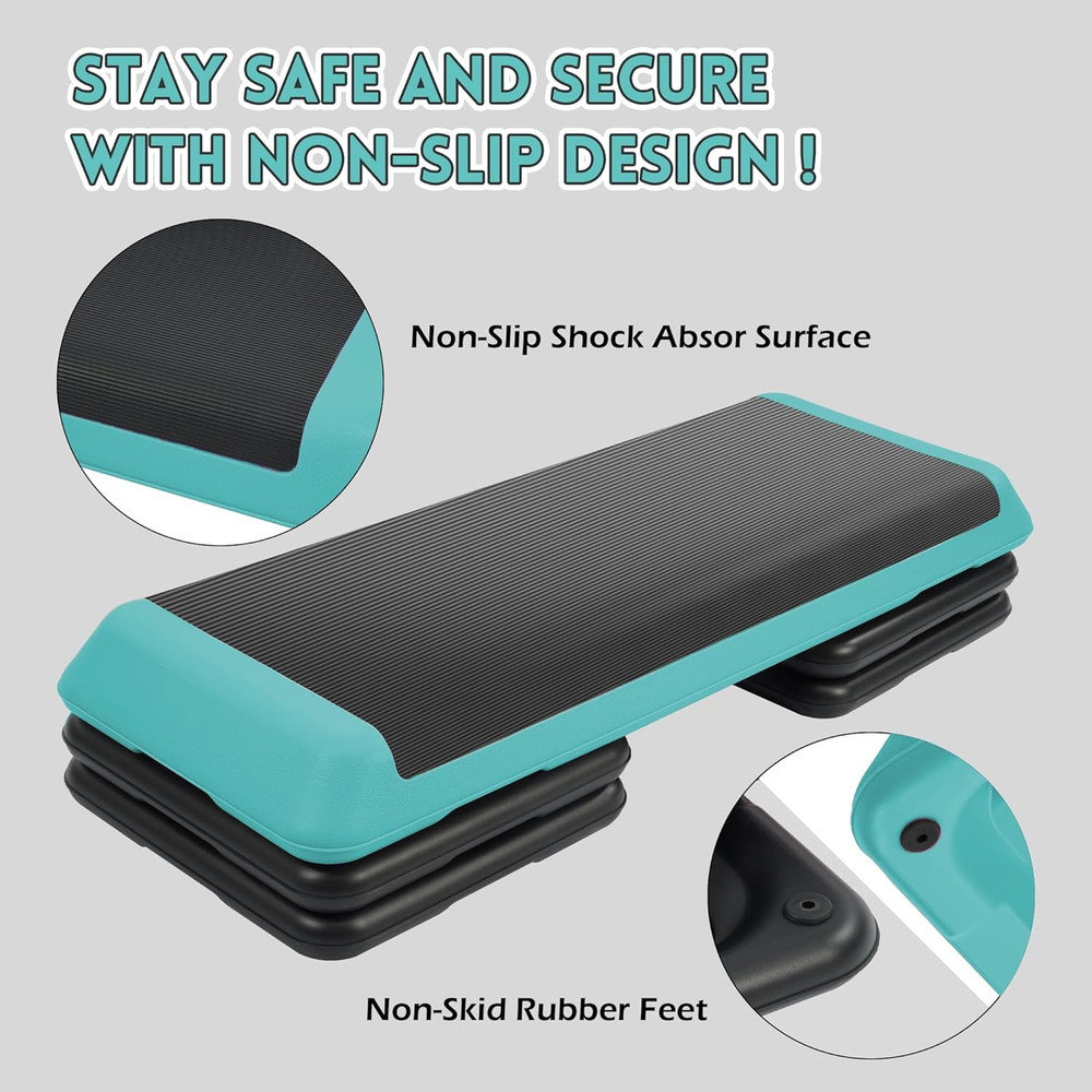 Step Aerobic Platform, Exercise Step with 5 Levels Adjustable Height, 4 Stackabl