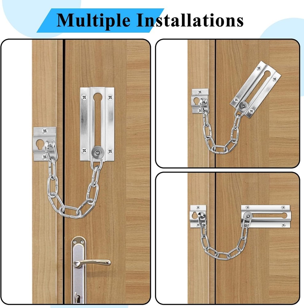 2 Pack Door Chain Lock, Premium Thickened Lock with 12 Silver - 2