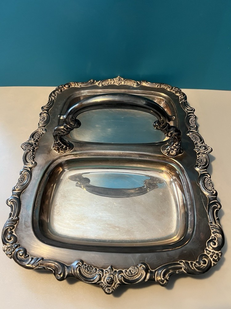 Vintage Hollowware Silverplate By Towle Silver Serving Tray w/ Handle