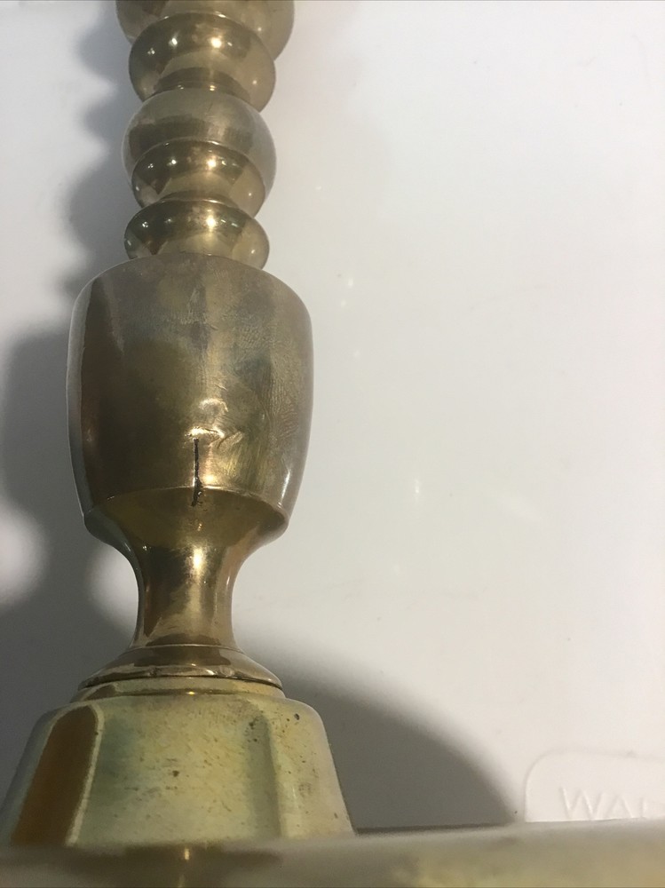 Early Pilgrim Period Brass Bell Bottom Candlestick circa 1680