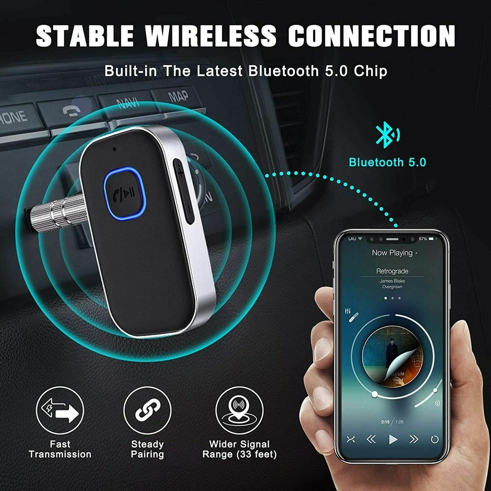 Bluetooth Transmitter Call Music Receiver AUX Adapter for Car Headphone iPod