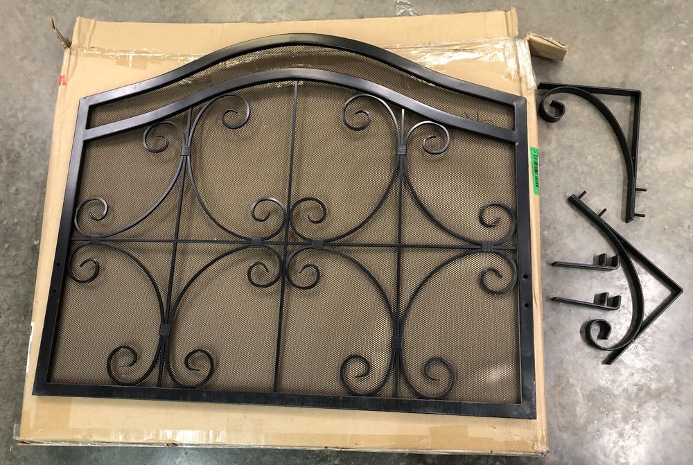 Small Crest Arch Flat Guard Fireplace Self Standing Screen Plow & Hearth 13914