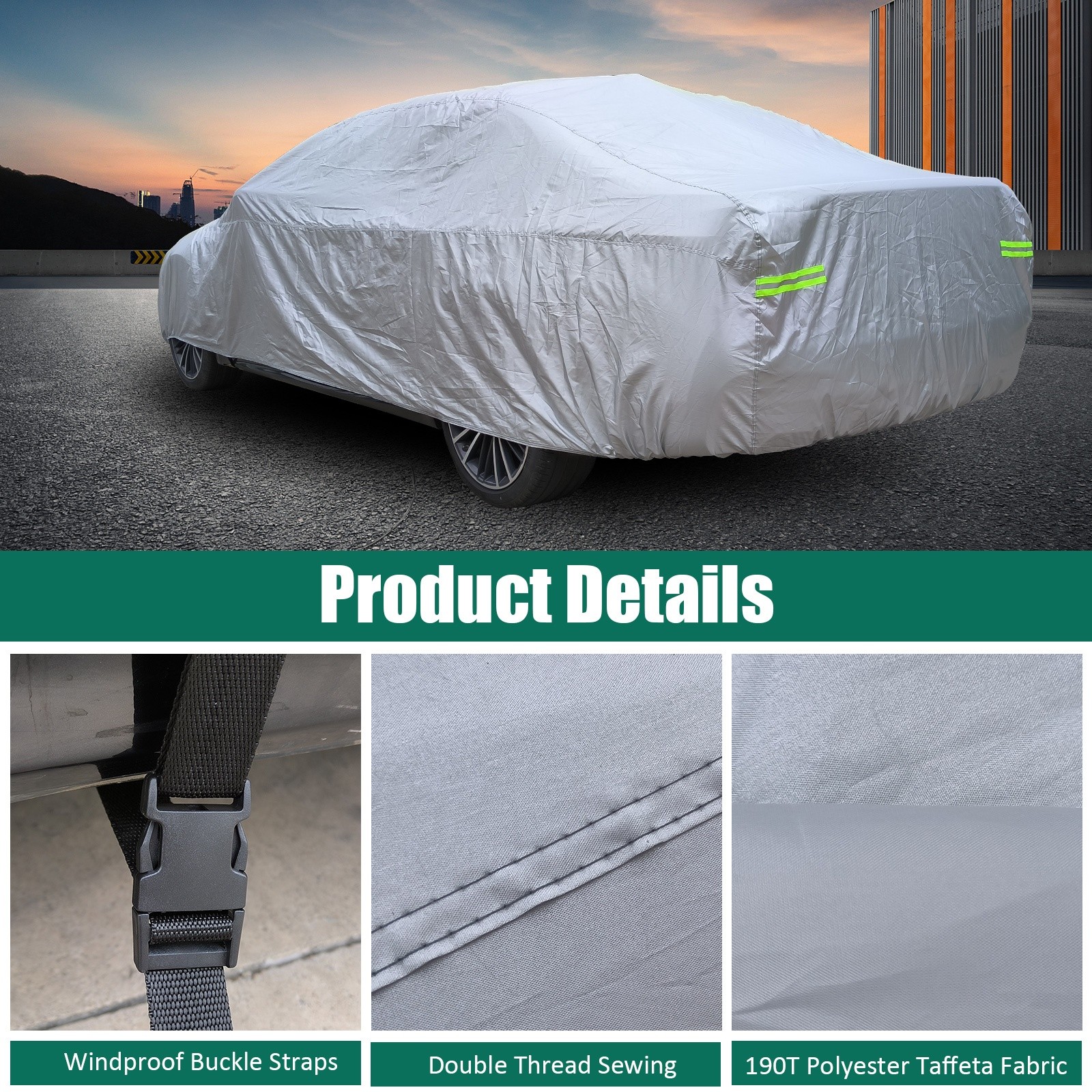 Full Car Cover Waterproof All Weather Protection Anti-UV Rain Snow Anti Scratch