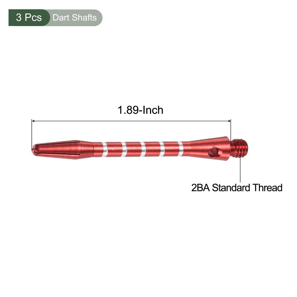 3Pc Dart Shaft,Aluminum Medium 2BA Thread Darts Stem Replacement Red,48mm