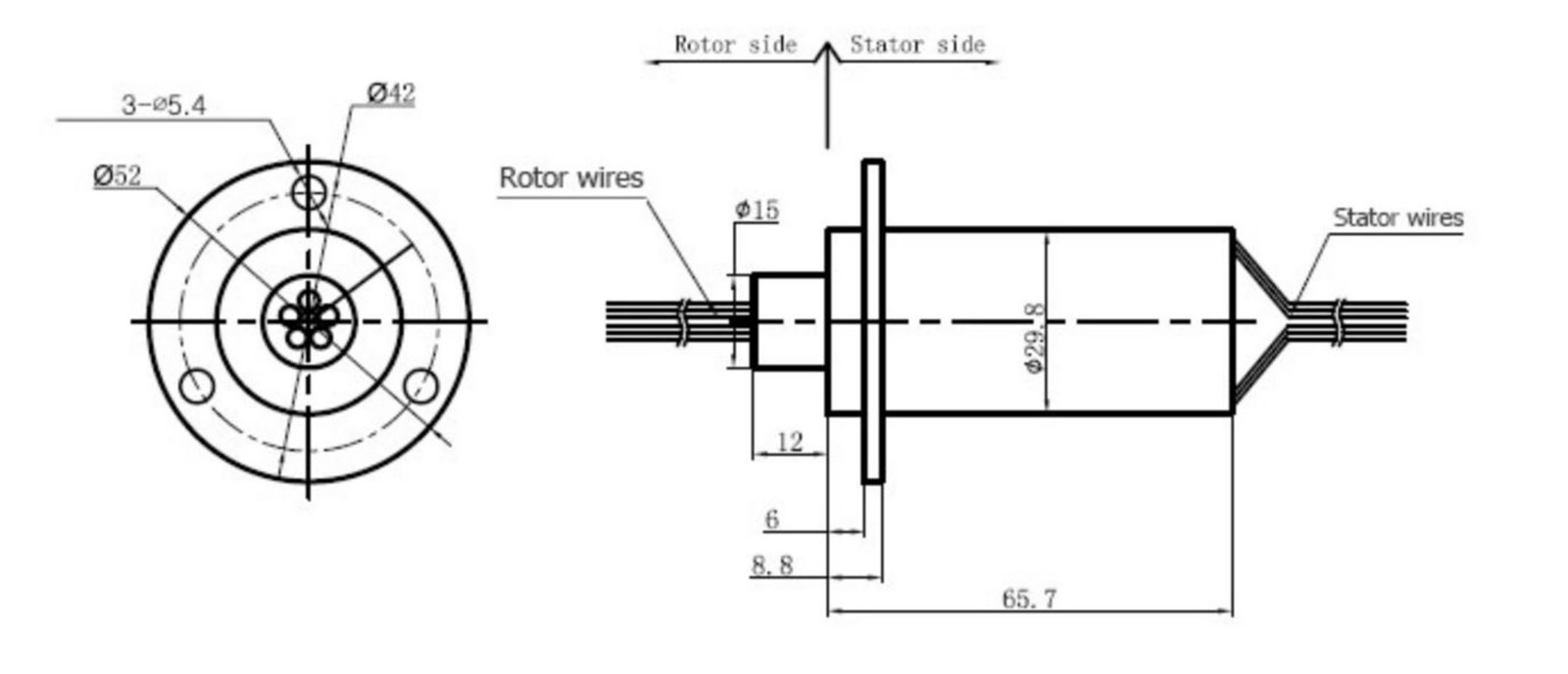 WIND GENERATOR SLIP RING 6 WIRE 180 AMP - 30 AMP PER CONDUCTOR / WIRE