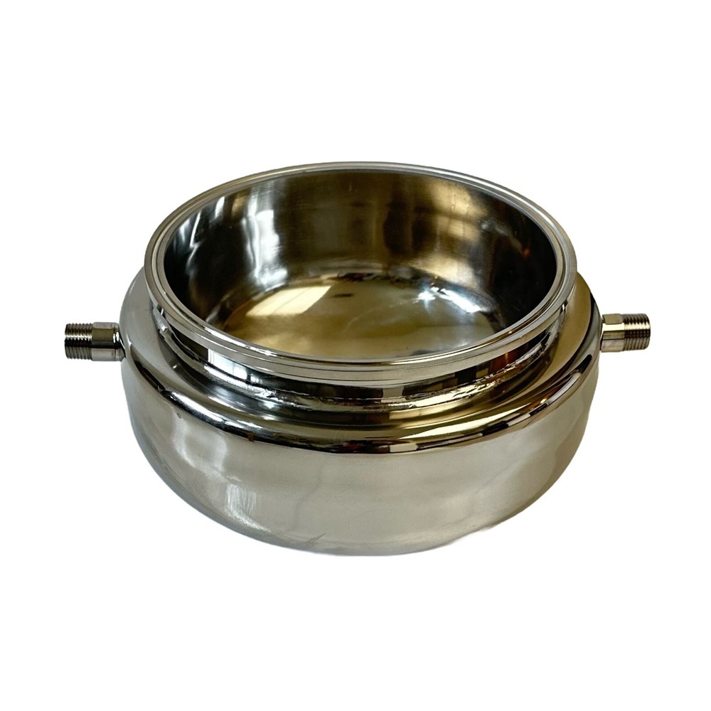 Jacketed Hemispherical Splatter Platter Reducer with 1/2" MNPT Drain Port