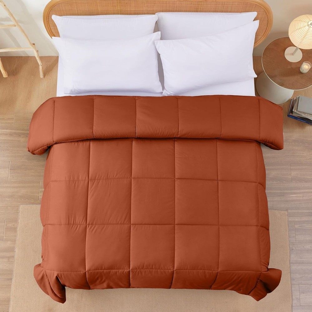 -Round Comfort: Rust/Clay Reversible King Comforter in Durable Microfiber