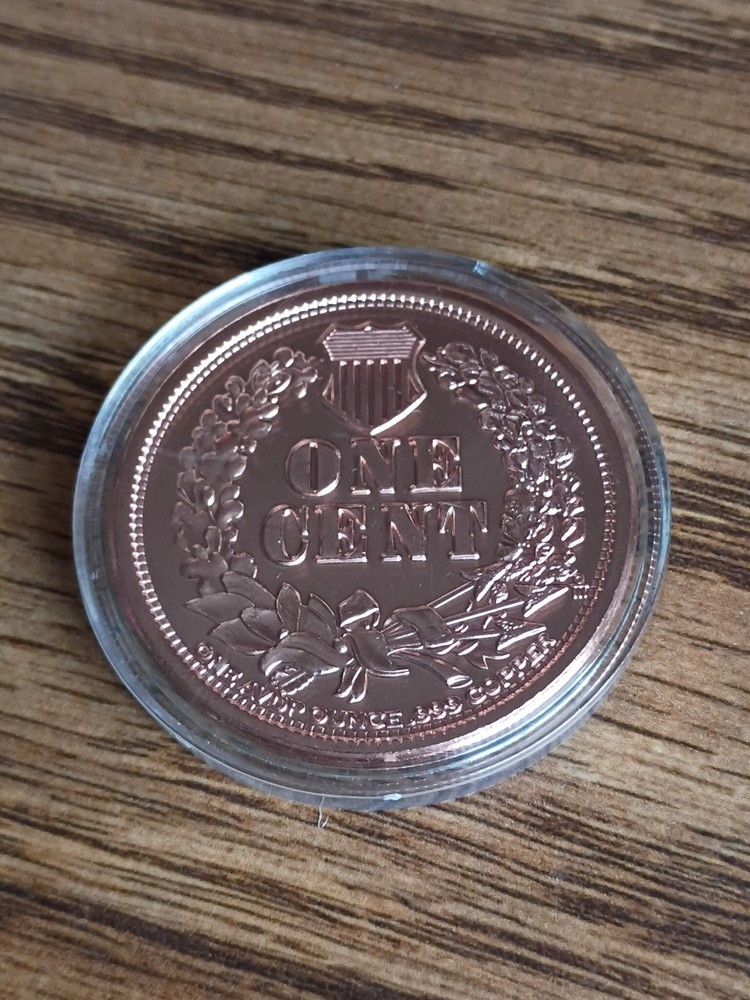 1 OZ COPPER INDIAN CENT (Bullion) IN PLASTIC CAPSULE