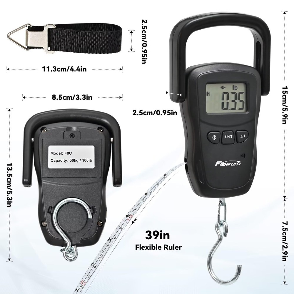 Fishfun Rechargeable Fish Scale, Digital Hanging Weight Scale with...