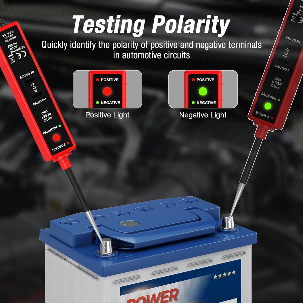 Power Circuit Probe Tester 6V-24V DC Continuity Component Polarity Test