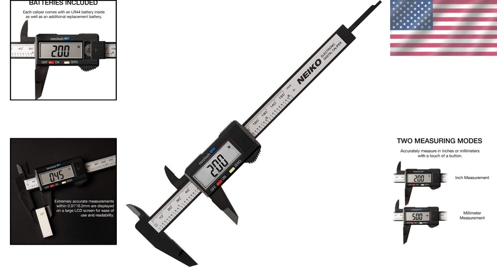 Precision 6” Digital Caliper with Zero Setting & Extra Battery Included