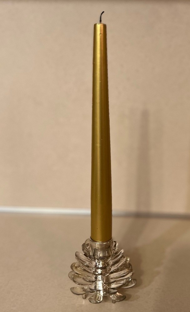 Silverplated Pine Cone Candle Holders Set 2 NIB