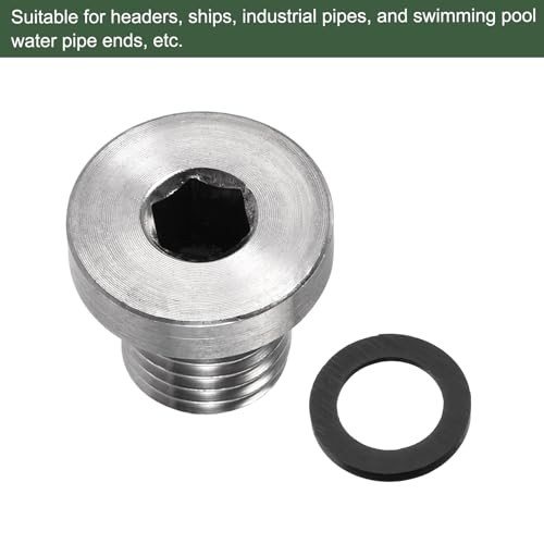 M12 x 1.5 Stainless Steel Pipe Plug, Internal Hex Head Socket Pipe Fitting |