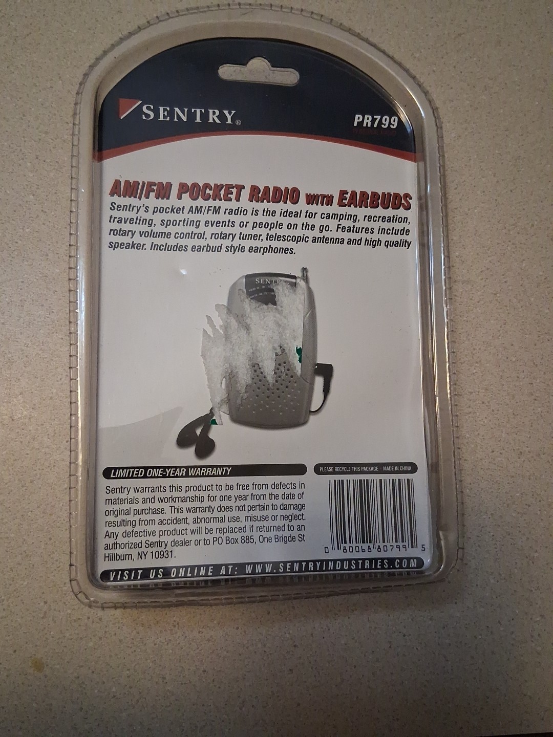 NEW SENTRY PR799 AM/FM POCKET RADIO w B/UILT-IN SPEAKER