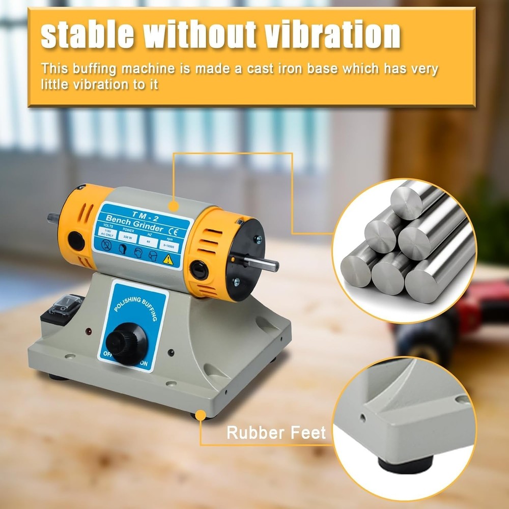 TM-2 Versatile Jewelry Polisher, Adjustable Speed Bench Buffer Grinder Polish...