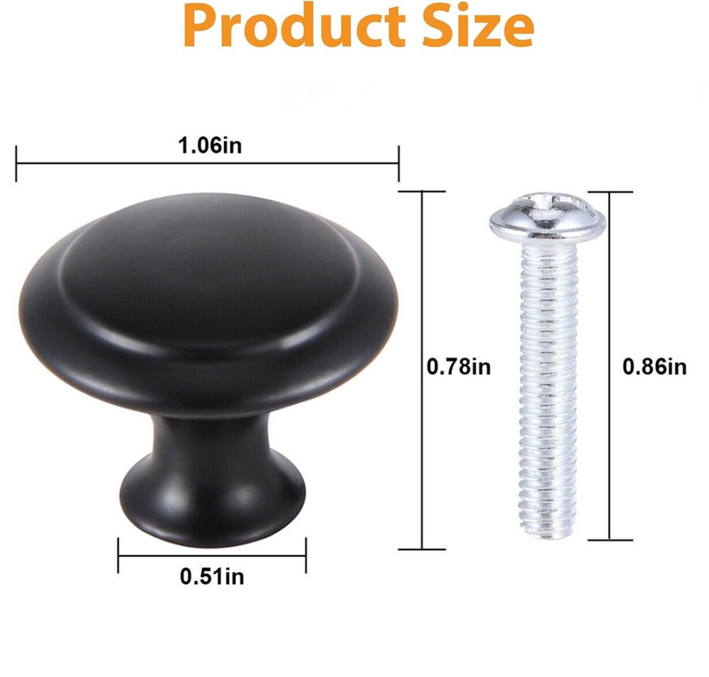 30 Pack Matte Black Kitchen Cabinet Knobs Round Drawer Pulls Stainless Steel