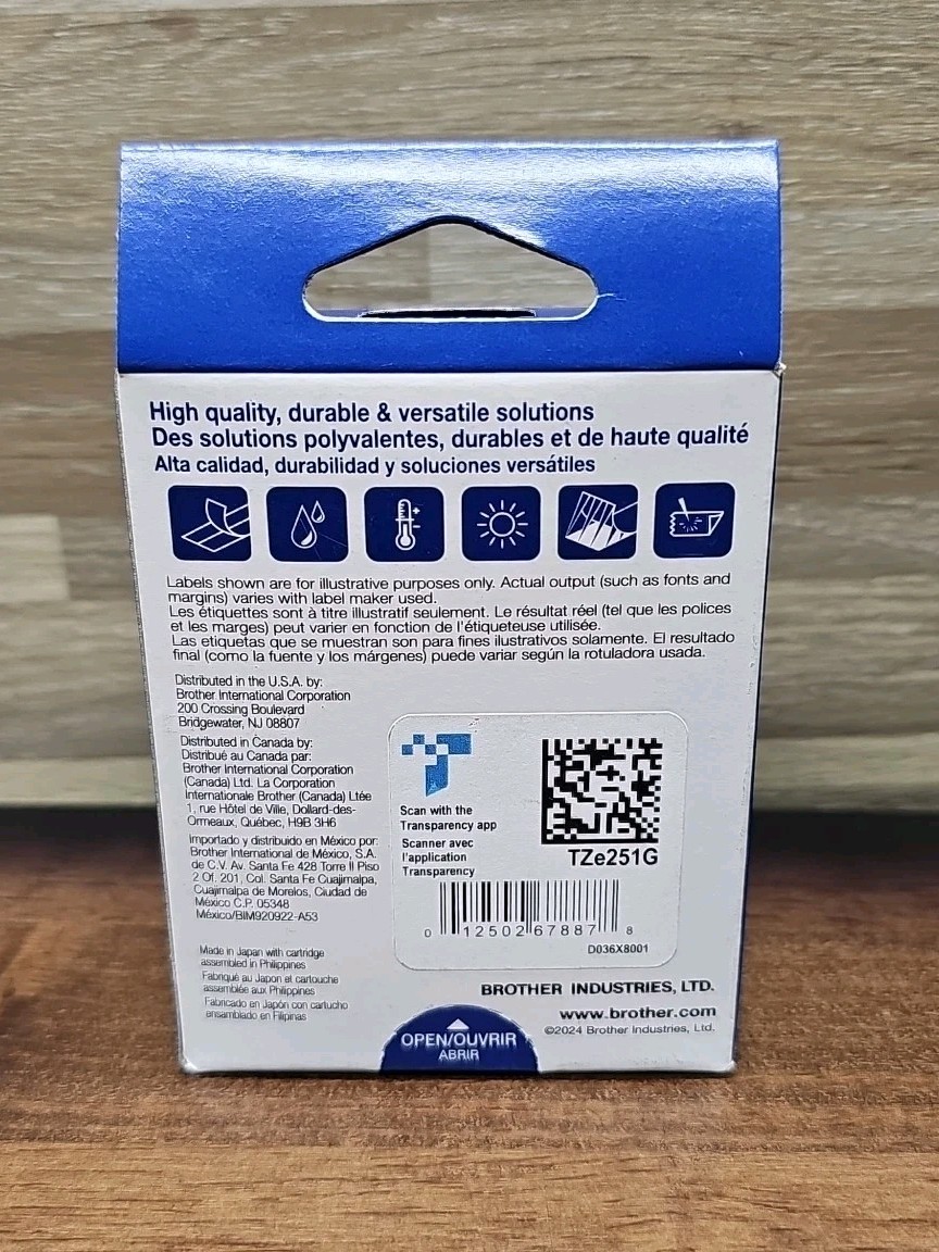 New Brother P-touch TZe Laminated Label Tape TZe-251 1in 24mm 0.94 In × 26.2 Ft