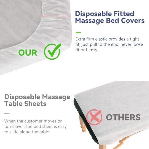 S Disposable Fitted Massage Table Sheets, Heavy Duty Elastic Disposable 30PC