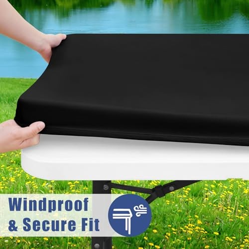 Spandex 6 Foot Rectangle Table Cloth 6 Pack, 72" x 30" (Rectangular) Black