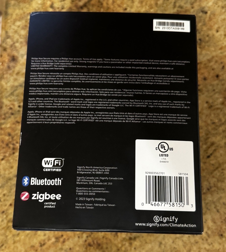 Philips Hue Secure Wired Smart Home Security Camera - White Brand New