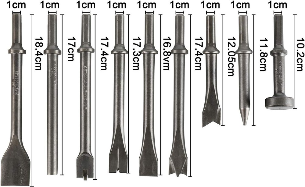 Pneumatic Chisel Set Air Hammer Punch Chipping Bits Drill Tool Concrete Brick