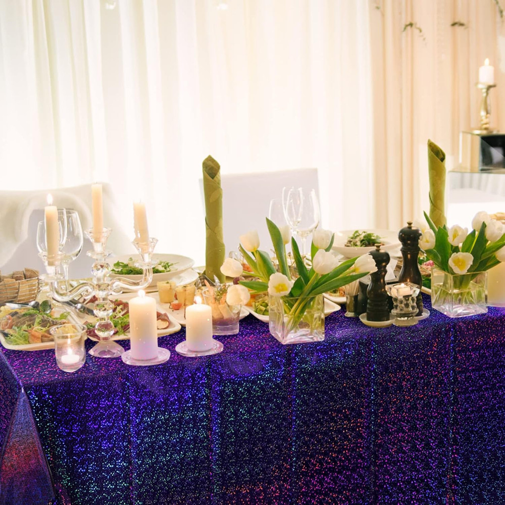 8 Pack Iridescence Plastic Tablecloths Shiny Disposable Laser Rectangle Table Co