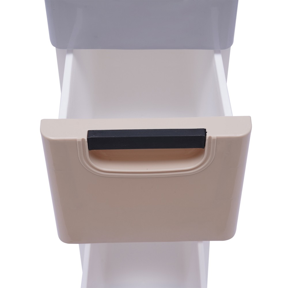 Plastic Stackable Storage Box Clothes Organizer Cabinet Tower 5 Drawer w/ Wheel