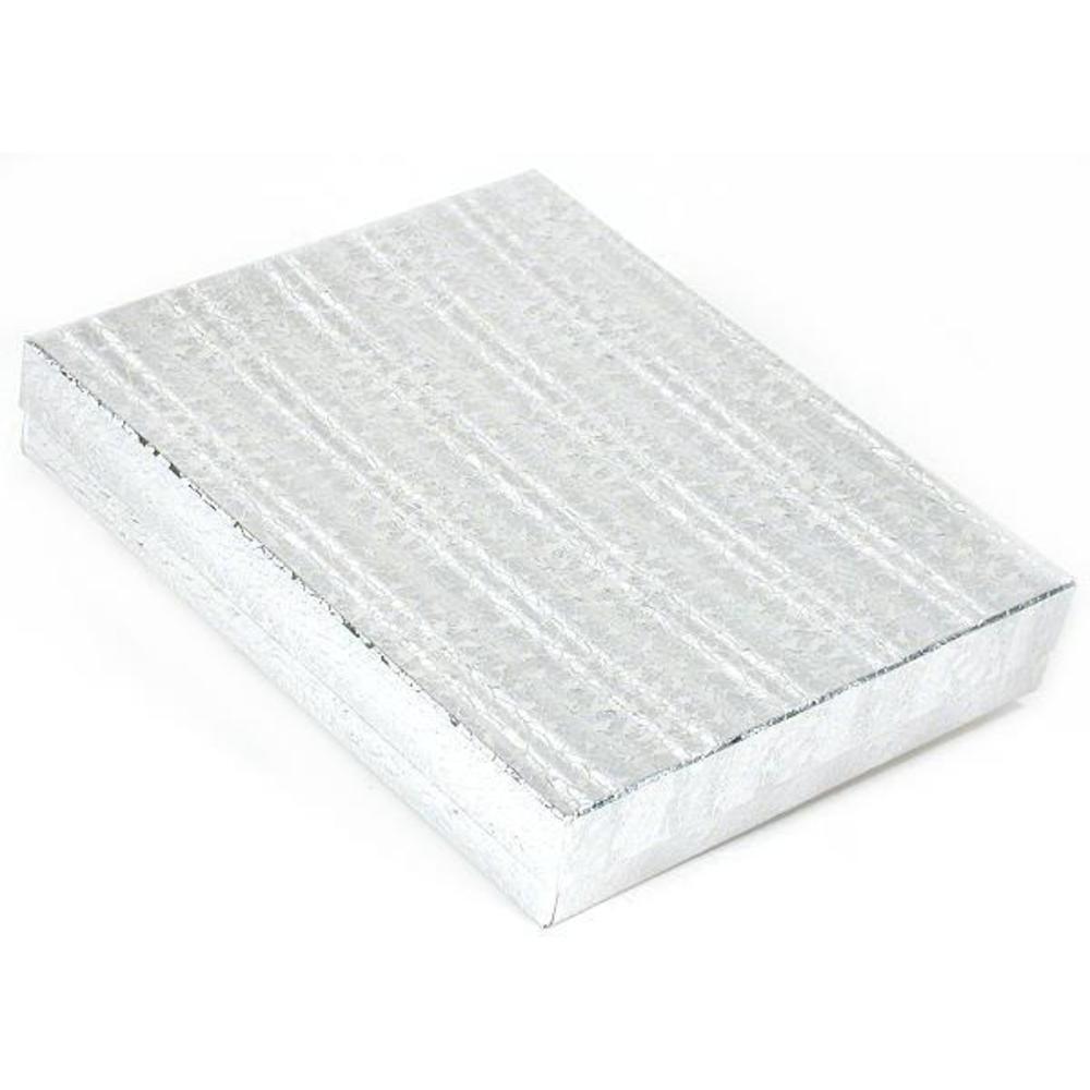 25 Silver Foil Cotton Filled Jewelry Gift Boxes 6 1/8"