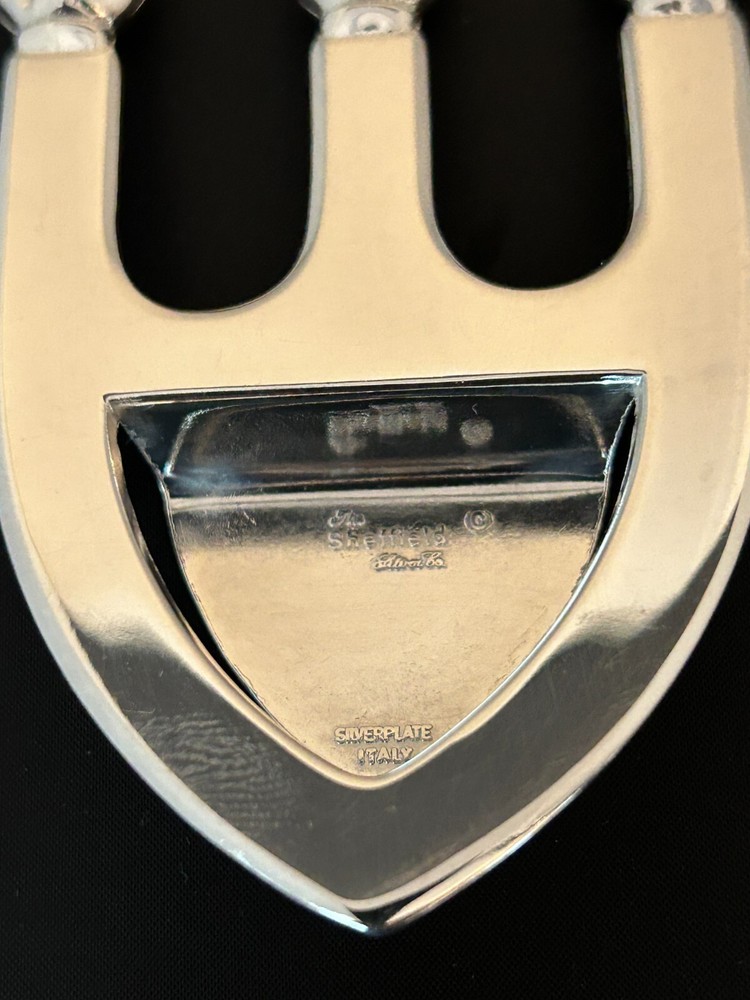 SHEFFIELD SILVER PLATED PINECONE TIPPED TRIDENT BOOK MARK - MADE IN ITALY -