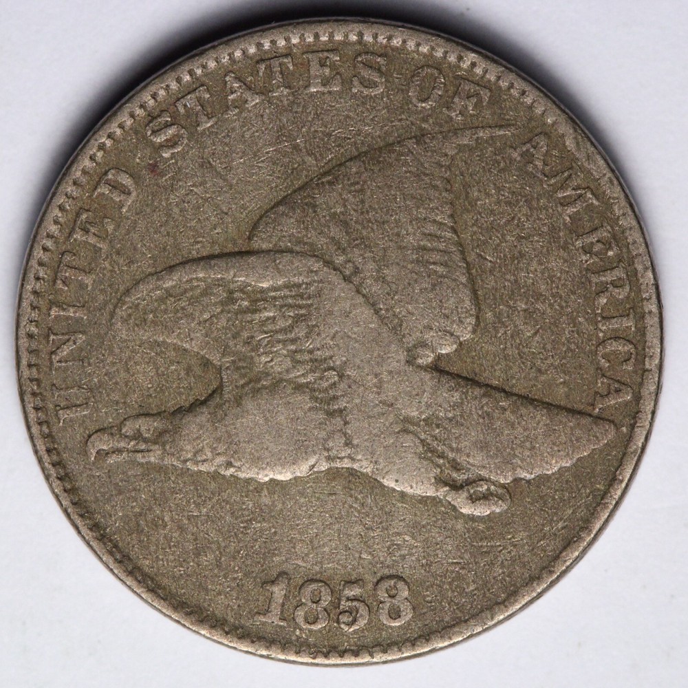 1858 LL Flying Eagle Cent Penny FINE+ E116 GEN