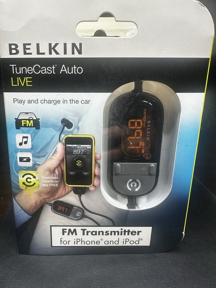Belkin-AutoLive F8Z498 Tunecast FM Transmitter for Apple iPod iPhone4 4S 3 3G
